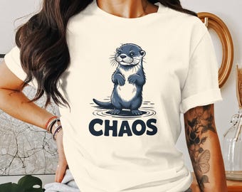 Adorable camiseta "Nutria Caos", divertida sudadera de nutria para amantes de los animales, adorable sudadera con capucha de nutria, idea de regalo única de nutria