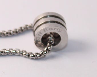 Cut Off Early VAF 40/50cm Thick Circle Engraved Stainless Steel Pendant Necklace Collier Homme With Snake Chain Round Cable Chain