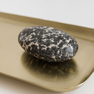 Piedra de masaje de palma de jaspe dálmata