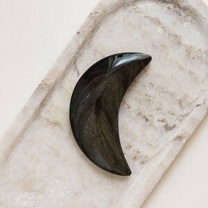 Golden Sheen Obsidian Moon Crescent