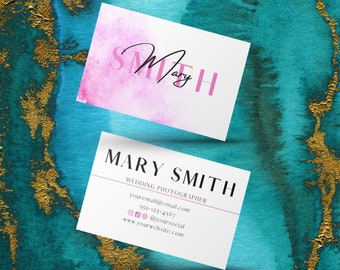 Editable Magenta Business Card Template | Feminine, Double-Sided, Luxury Design | DIY Printable | Pink Professional Card for Canva