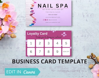 DIY Loyalty Card Template | Editable Pink Stamp Reward Card | Feminine Design for Beauty, Nail & Spa Businesses | Canva Template