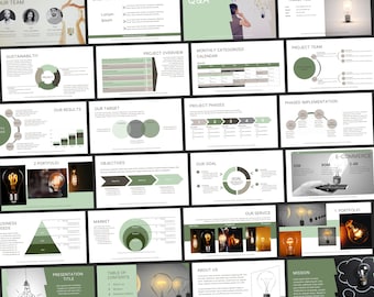 25-Slide Modern Olive Green Business Presentation Template | Minimal, Clean & Sophisticated Design for Canva or PowerPoint