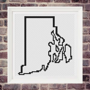 Rhode Island State Outline Cross Stitch Pattern