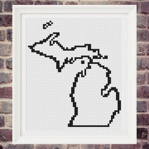 Michigan State Outline Cross Stitch Pattern