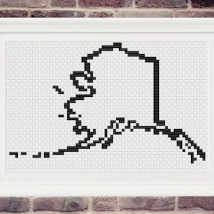 Alaska State Outline Cross Stitch Pattern
