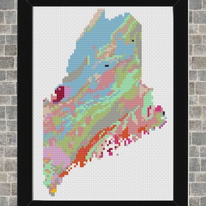 Maine Geology Cross Stitch Pattern