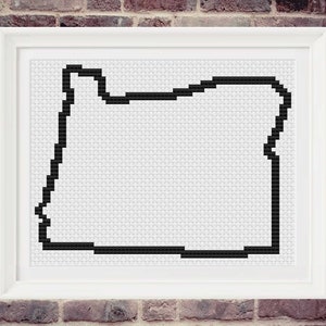 Padrão de ponto cruz com contorno do estado de Oregon