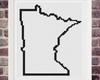 Minnesota State Outline Cross Stitch Pattern