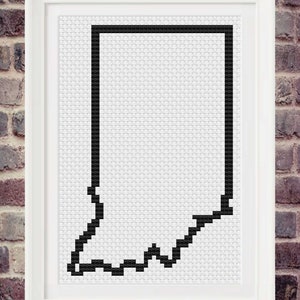 Indiana State Outline Cross Stitch Pattern