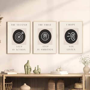 Motivational Print, Success Quotes, Home Office Decor, Inspirational quote, Printable Wall Art Set Of 3, Positive Quotes, office Wall art