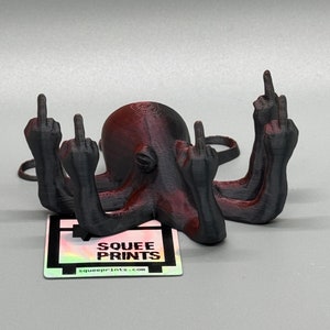 Fucktopus Prank Gift Middle Finger Octopus Desk Companion Black & Red