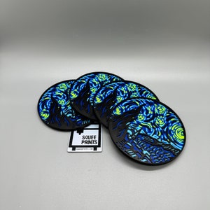 Coaster Set of 4 | Starry Night by Vincent van Gogh | 3D Printed