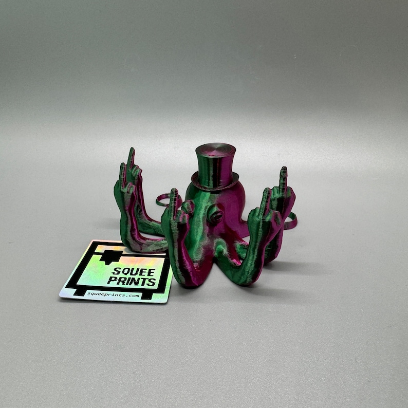 Sir Fucktopus Prank Gift Middle Finger Octopus Green & Magenta