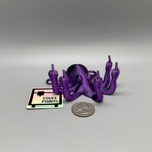 Fucktopus Prank Gift Middle Finger Octopus Desk Companion Black & Purple