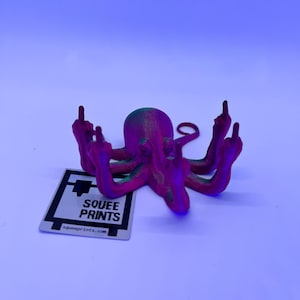 Fucktopus Prank Gift Middle Finger Octopus Desk Companion Green & Magenta