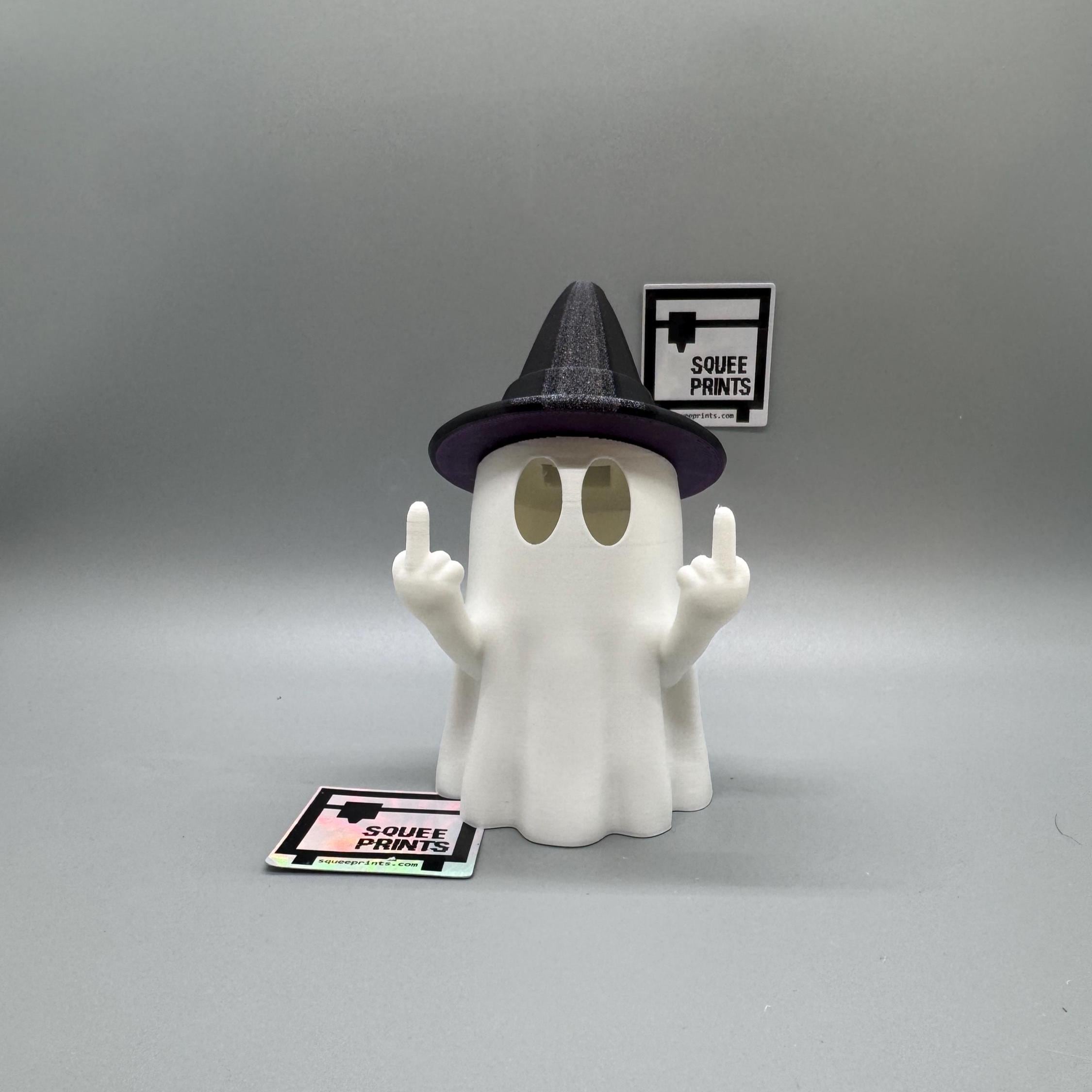 Middle Finger Ghost With Witch Hat | Halloween Decor | Tealight