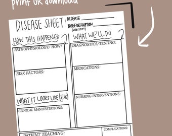 Nursing School Disease Sheet Template Black