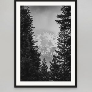 Mount Shasta | Black and White photo print canvas, Wall Art