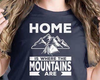 Camping-T-shirt, Berg-T-shirt, Naturälskare-T-shirt, Vandringskjorta, Lägereld-T-shirt