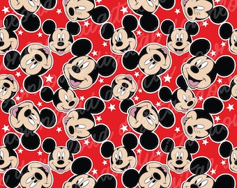 Magical Mouse Seamless Repeating Pattern - Red Stars