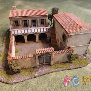 地中海風ハシエンダ - 歴史的ウォーゲームやジオラマ用に3Dプリントされています。