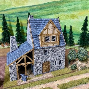 中世の鍛冶場 - 歴史的ウォーゲームやジオラマ用に3Dプリントされています。
