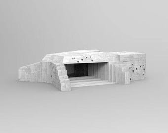WW2 Deutscher Doppelschartenstand Bunker Bw. 968 - Atlantikwall-Gelände - Mehrere Maßstäbe