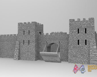 Norman Castle Walls -  6mm, 10mm, 15mm, 20mm, 25mm, 28mm (Wargames, Historical Wargaming, Tabletop Games)