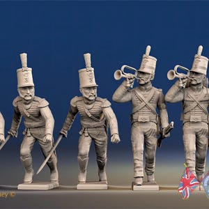 Portuguese Caçadores Third Regiment Command - 3D Printed for Histotical Wargaming & Dioramas.