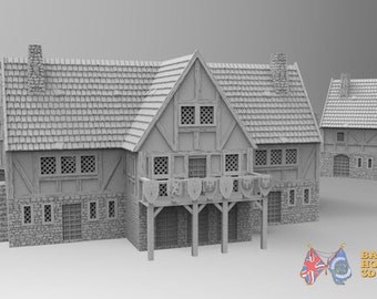 Medieval Guildhouse -  6mm, 10mm, 15mm, 20mm, 25mm, 28mm (Wargames, Historical Wargaming, Tabletop Games)