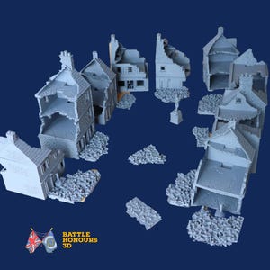 WW2 Normandy Destroyed French Town - Urban Ruins Terrain Set - Multiple Scales