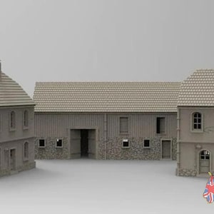 German Border Town Terrain Set (WW2) - 3D Printed for Histotical Wargaming & Dioramas.