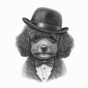 Poodle with fedora | Digital Print