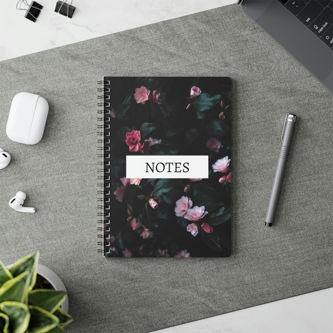Rose Floral Notepad, Lined Paper, Wirobound Softcover Notebook, A5