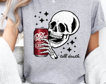 Dr Pepper Skull Graphic Tee, Funny Soda Lover Shirt