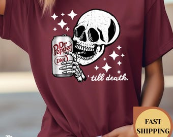 Diet Dr Pepper Skull Graphic Tee, Funny Unisex T-Shirt