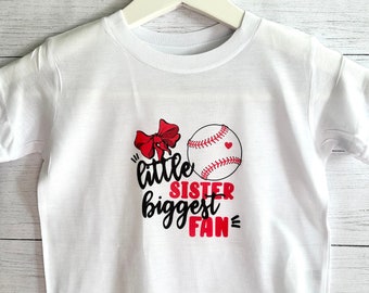 Little sister biggest fan baseball shirt baseball sister little sister baseball outfit baseball tee sports fan shirt for kids sibling gift