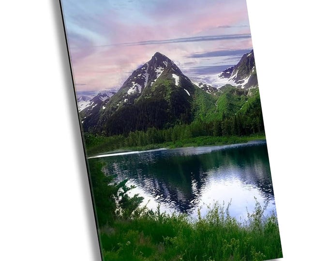 Glacier Fed Lake Canvas Wall Art, Rocky Mountain Shore Scenic Landscape Photography, Perfect Nature Gift Idea for Office or Home Room Decor