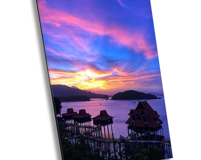 Morning in Malaysia Canvas Wall Art, Singapore Sunrise Seascape Poster Print, Travel Adventure Photography for Home or Office Decoration