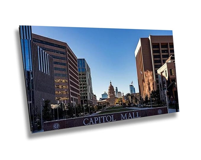 Capitol Mall Cityscape Photography Print, Contemporary Canvas Wall Art, Skyline View of Capitol Building, Modern Office Architecture Decor