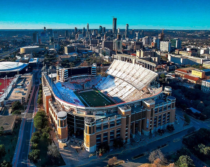 Texas Longhorn's Stadium Downtown View Canvas Wall Art, American Football Stadium Photography Print, Sport Wall Art for Home or Office