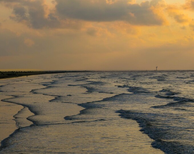 Port Aransas Sunrise Photo Print - Serene Texas Beach Waves Wall Art - Gulf Coast Seascape Coastal Metal, Acrylic or Canvas Print Home Decor