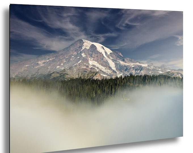 Morning Sunrise in the fog 2, Washington mountains,
