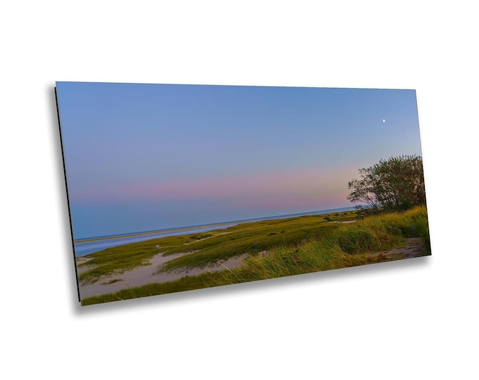 Chatham Lighthouse Beach Blue Hour Wall Art - Tranquil Cape Cod Coastal Photography - Scenic Canvas, Acrylic or Metal print for Beach House