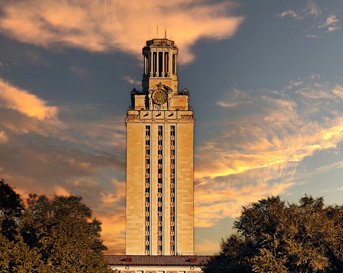 Tragic Tower, UT Austin Canvas Print, Historical Campus Photography,Scenic View Photography Longhorn Tower Wall Art Decor for Home or Office