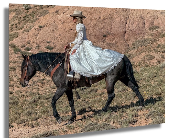 Cowgirl getting married 4, wedding, horse, white dress, beautiful countryside, Wyoming