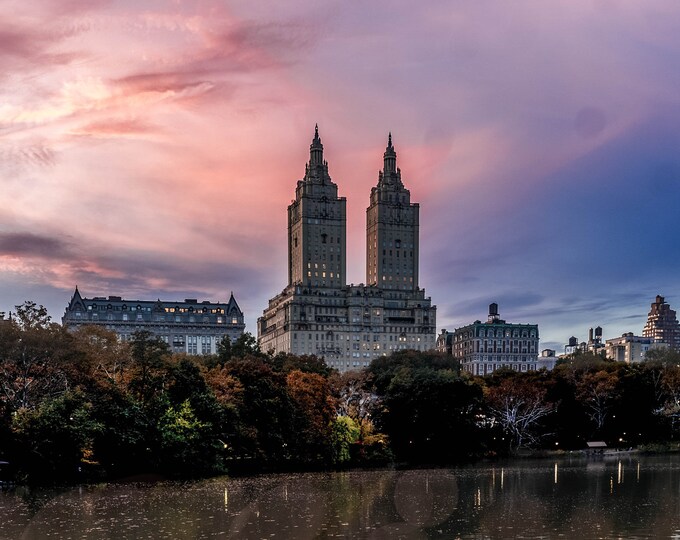 San Ramos Towers Photography, Central Park Lake, New York City Landscape Photography, Architectural Photography for Office or Home Decor