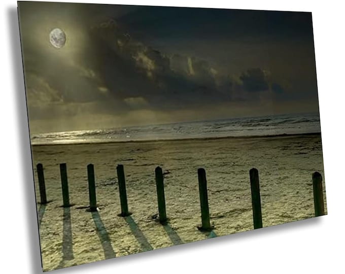 Moonlight Serenade Port Aransas Beach Photography, Texas Gulf Coast Waves Print, Coastal Wall Art, Ocean Night Scene Home Office Wall Decor