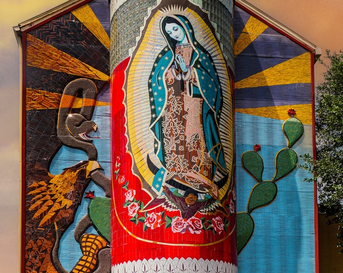 Virgin of Guadalupe Ornate Building Photo Print,Colorful Architectural Religious Photography,Historical Architecture Artwork Home Wall Decor